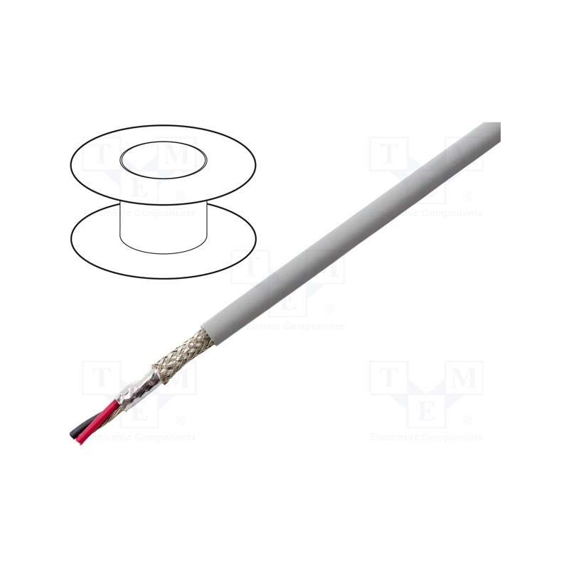 1 rol x ALPHA WIRE - 78332 SL001 - Wire, EcoCable Mini, 2x22AWG, MPPE, dark grey, 300V, halogen free