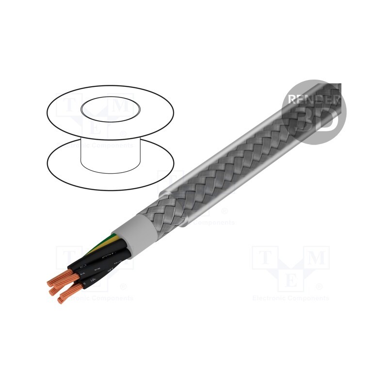 1 rol x ALPHA WIRE - 470055CY CL033 - Wire, Pro-Met, 5G0.5mm2, shielded,tinned copper braid, PVC, 100m