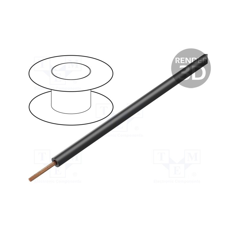 1 rol x DONAU ELEKTRONIK - 119-11 - Wire, stranded, Cu, 0.14mm2, PVC, black, 60V, 100m, 1x0.14mm2