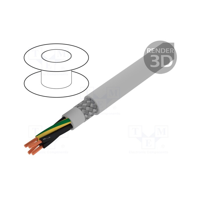 1 rol x ALPHA WIRE - 470047CY GE033 - Wire, Pro-Met, 4G0.75mm2, shielded,tinned copper braid, PVC, 100m