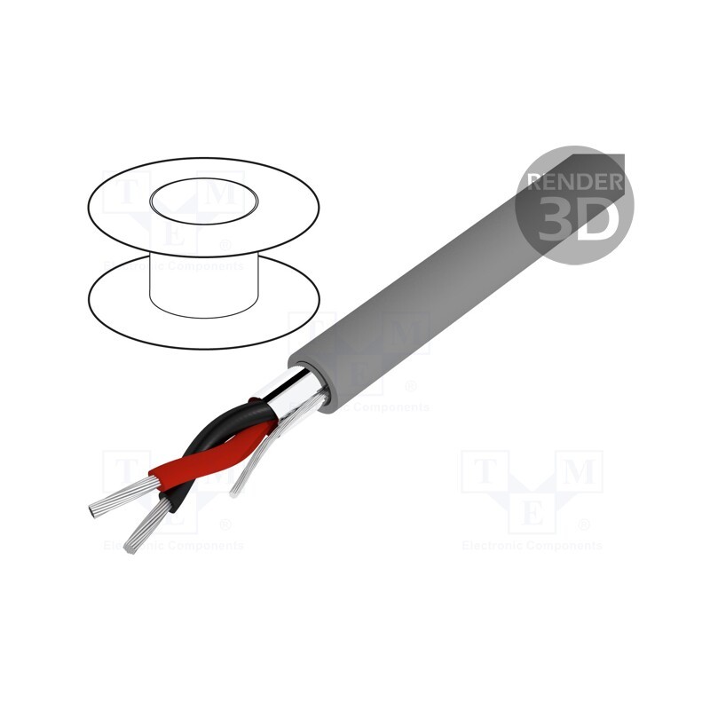 1 rol x ALPHA WIRE - 1292C SL001 - Wire, Alpha Essential C&C, 2x22AWG, shielded,Al-PET foil, PVC