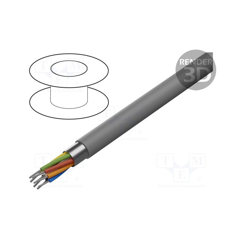 1 rol x ALPHA WIRE - 1218C SL001 - Wire, Alpha Essential C&C, 8x24AWG, shielded,Al-PET foil, PVC