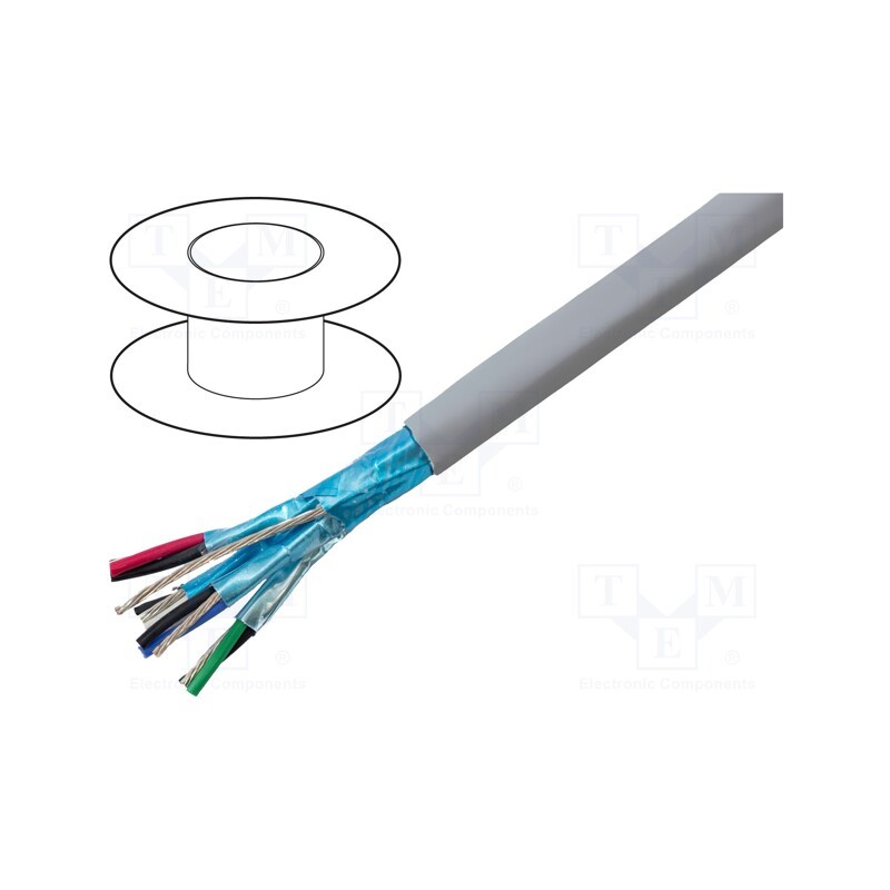 1 rol x ALPHA WIRE - 78234 SL005 - Wire, EcoCable Mini, 4x2x22AWG, MPPE, dark grey, 300V, 30.5m, 100ft