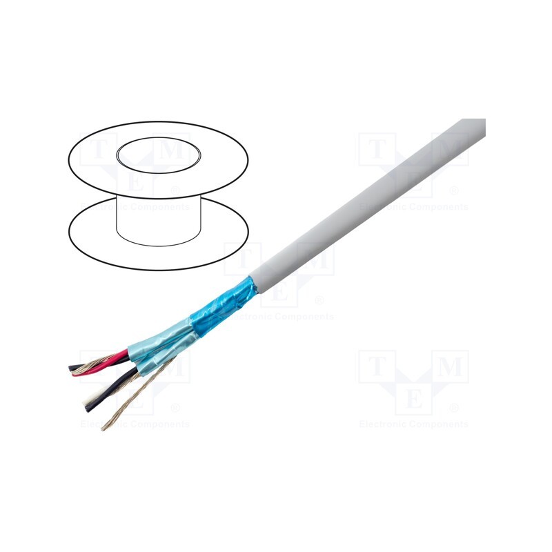 1 rol x ALPHA WIRE - 78232 SL005 - Wire, EcoCable Mini, 2x2x22AWG, MPPE, dark grey, 300V, 30.5m, 100ft