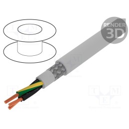 1 rol x ALPHA WIRE - 470031CY GE033 - Wire, Pro-Met, 3G1mm2, shielded,tinned copper braid, PVC, 100m