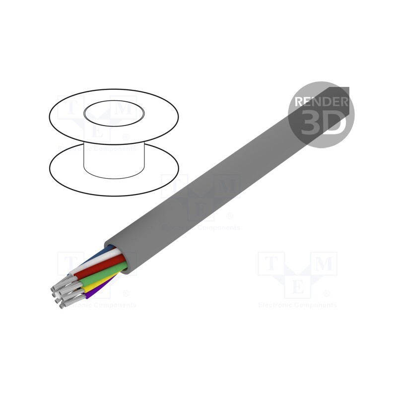 1 rol x ALPHA WIRE - 1179C SL001 - Wire, Alpha Essential C&C, 9x22AWG, unshielded, 300V, 305m, Cu