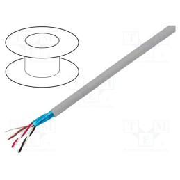 1 rol x ALPHA WIRE - 78183 SL005 - Wire, EcoCable Mini, 3x2x22AWG, Al-PET foil, MPPE, dark grey, 300V