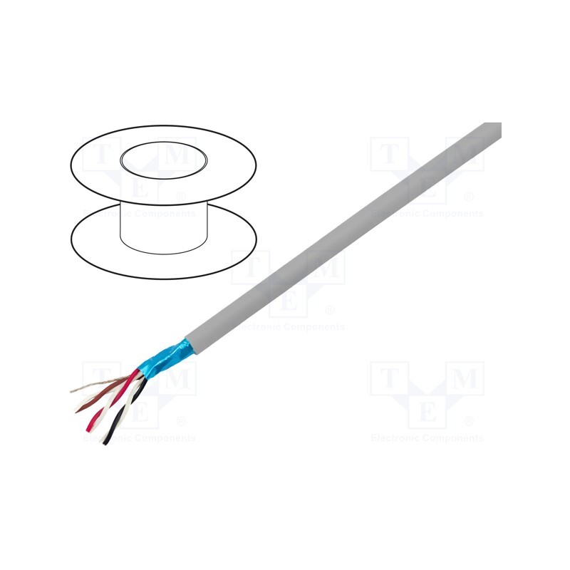 1 rol x ALPHA WIRE - 78183 SL005 - Wire, EcoCable Mini, 3x2x22AWG, Al-PET foil, MPPE, dark grey, 300V