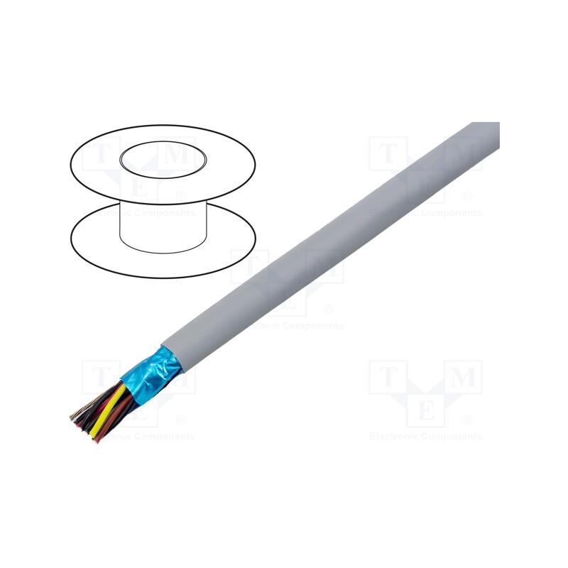 1 rol x ALPHA WIRE - 78176 SL005 - Wire, EcoCable Mini, 6x2x24AWG, Al-PET foil, MPPE, dark grey, 300V