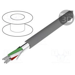 1 rol x ALPHA WIRE - 2424C SL001 - Wire, Alpha Essential C&C, 4x18AWG, shielded,Al-PET foil, PVC