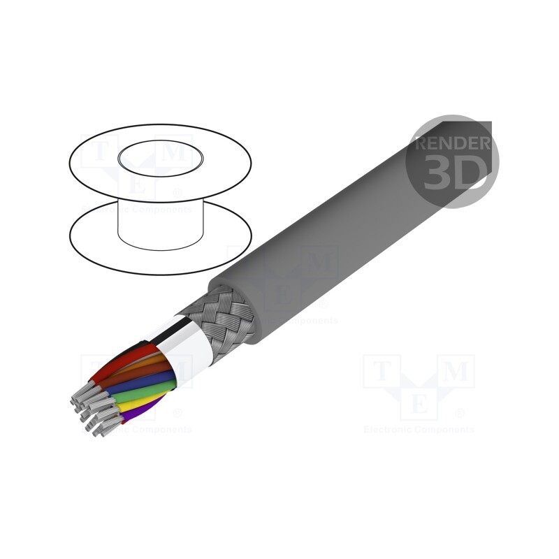 1 rol x ALPHA WIRE - 1728 SL005 - Wire, Alpha Essential C&C, 20x20AWG, PVC, dark grey, 600V, 30.5m