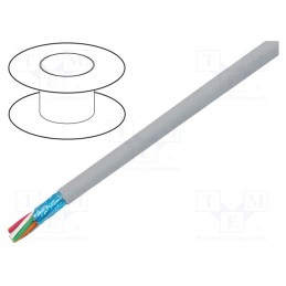 1 rol x ALPHA WIRE - 78136 SL005 - Wire, EcoCable Mini, 6x22AWG, Al-PET foil, MPPE, dark grey, 300V