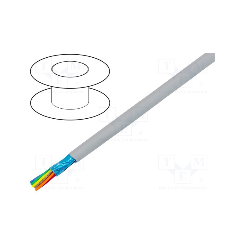 1 rol x ALPHA WIRE - 78120 SL005 - Wire, EcoCable Mini, 10x26AWG, Al-PET foil, MPPE, dark grey, 300V