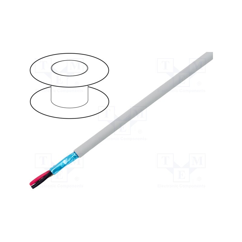 1 rol x ALPHA WIRE - 78102 SL005 - Wire, EcoCable Mini, 2x28AWG, Al-PET foil, MPPE, dark grey, 300V