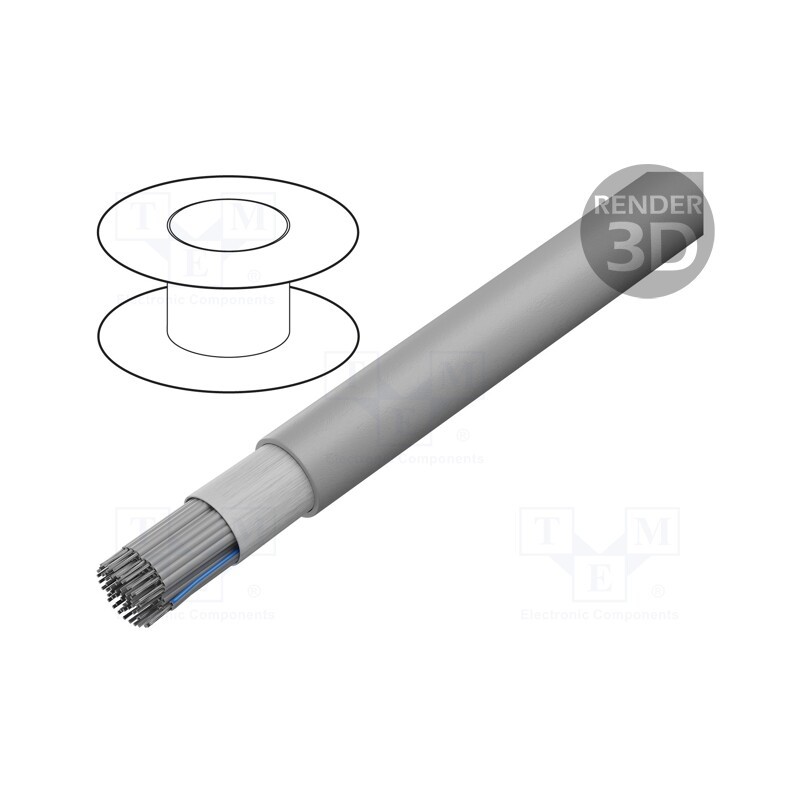 1 rol x HARTING - 9180647008 - Wire: ribbon, round, 1.27mm, stranded, Cu, unshielded, PVC, grey