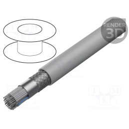 1 rol x HARTING - 9180607007 - Wire: ribbon, round, 1.27mm, stranded, Cu, PVC, grey, 30.5m, 60x28AWG