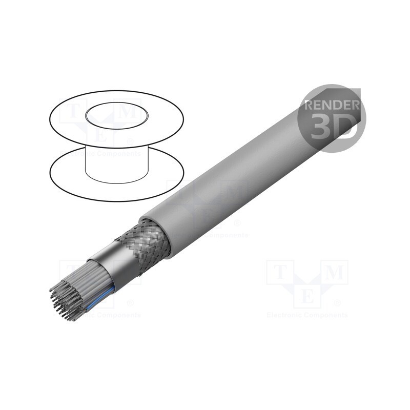 1 rol x HARTING - 9180607007 - Wire: ribbon, round, 1.27mm, stranded, Cu, PVC, grey, 30.5m, 60x28AWG