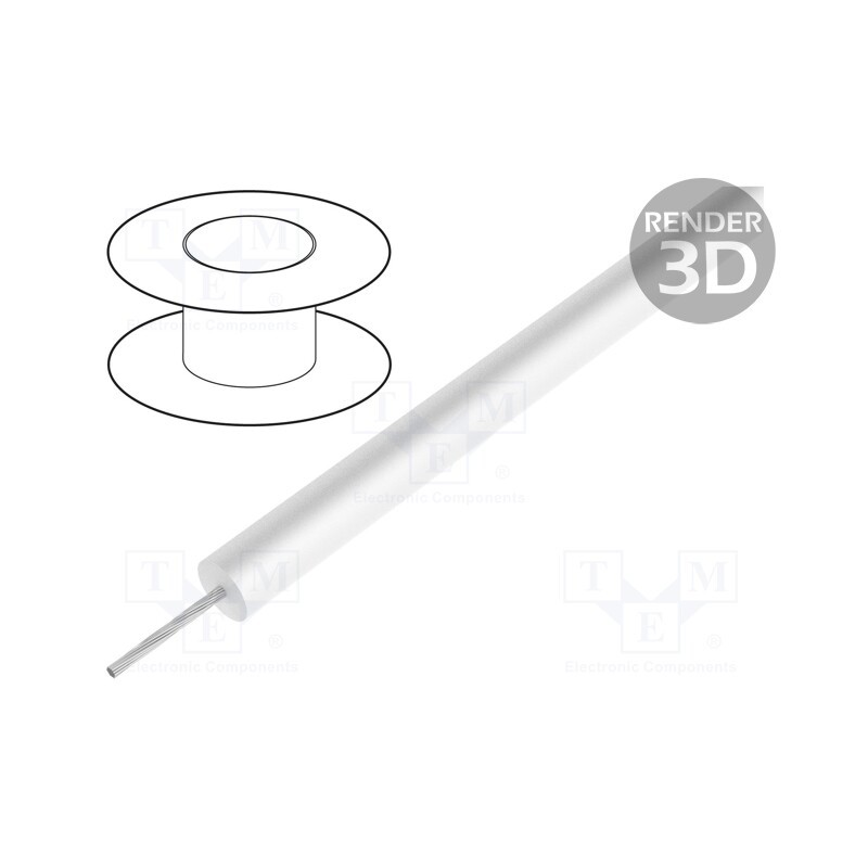 1 rol x ALPHA WIRE - 39X1660 WH005 - Wire, HookUp Wire, stranded, Cu, silicone, white, -40÷200°C, 60kV