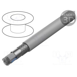 1 rol x HARTING - 9180407007 - Wire: ribbon, round, 1.27mm, stranded, Cu, PVC, grey, 30.5m, 40x28AWG