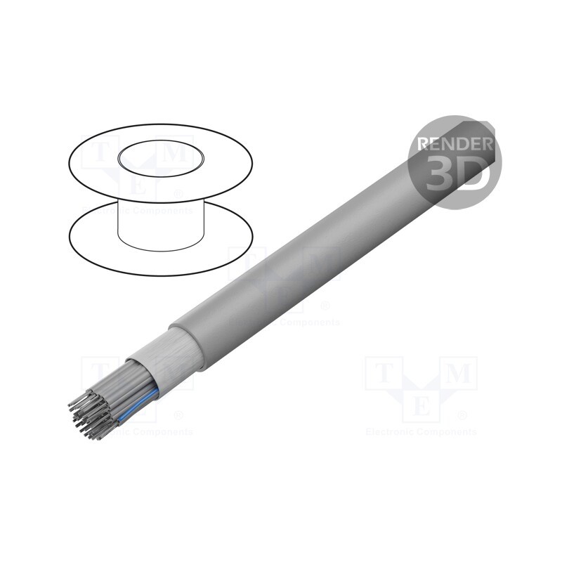 1 rol x HARTING - 9180347008 - Wire: ribbon, round, 1.27mm, stranded, Cu, unshielded, PVC, grey