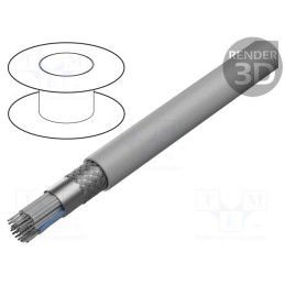 1 rol x HARTING - 9180347007 - Wire: ribbon, round, 1.27mm, stranded, Cu, PVC, grey, 30.5m, 34x28AWG