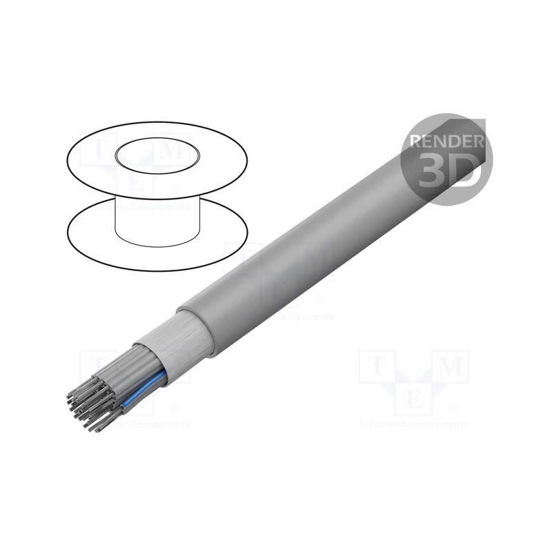 1 rol x HARTING - 9180267008 - Wire: ribbon, round, 1.27mm, stranded, Cu, unshielded, PVC, grey