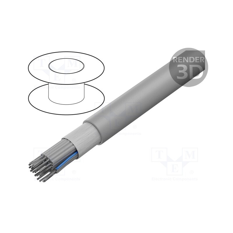 1 rol x HARTING - 9180257008 - Wire: ribbon, round, 1.27mm, stranded, Cu, unshielded, PVC, grey