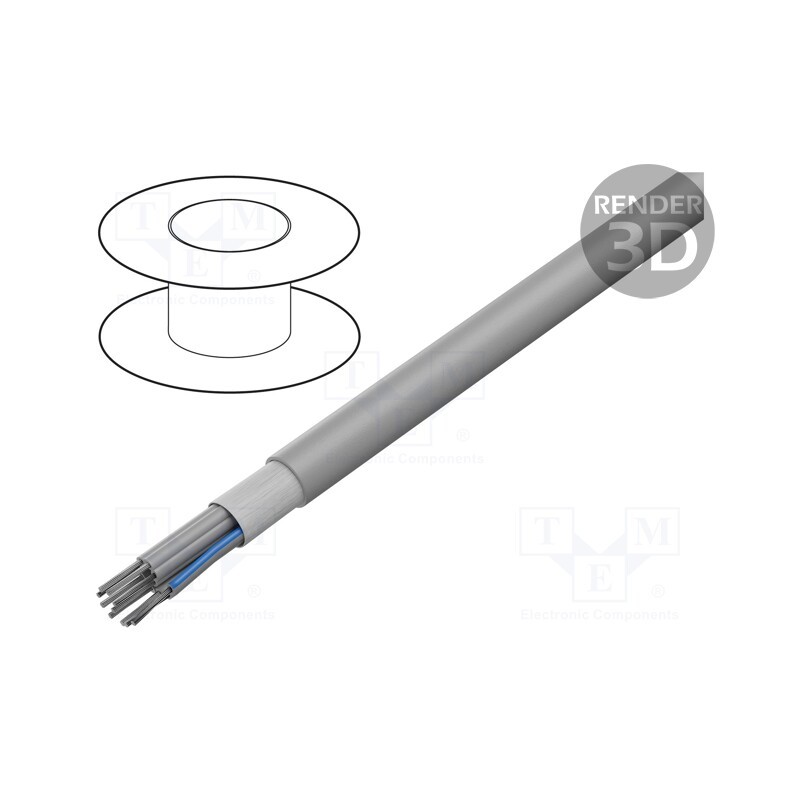 1 rol x HARTING - 9180107008 - Wire: ribbon, round, 1.27mm, stranded, Cu, unshielded, PVC, grey