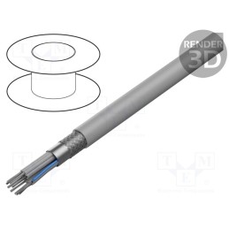 1 rol x HARTING - 9180097007 - Wire: ribbon, round, 1.27mm, stranded, Cu, PVC, grey, 30.5m, 9x28AWG