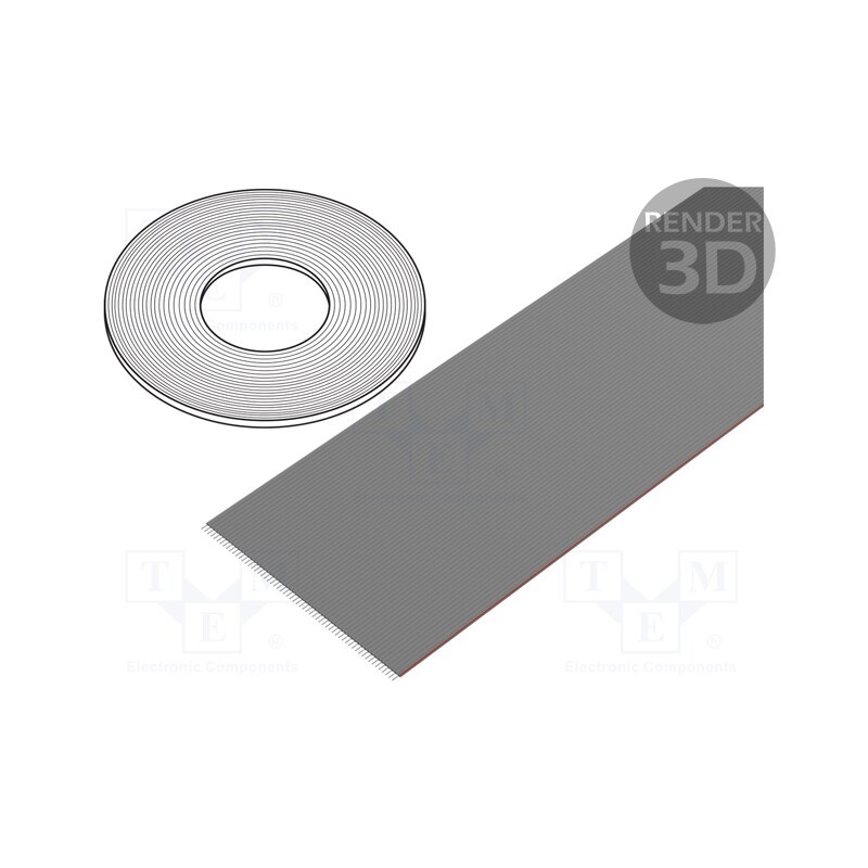1 rol x CONNFLY - DS1057-60A282R-76.5 - Wire: ribbon, 1.27mm, stranded, Cu, unshielded, PVC, grey, 76m