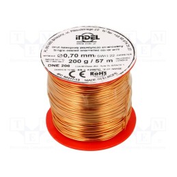 1 rol x INDEL - DNE0,70-200G - Coil wire, single coated enamelled, 0.7mm, 0.2kg, -65÷200°C