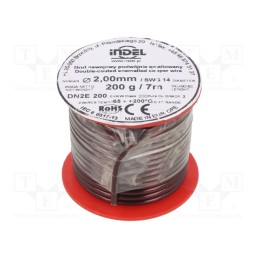 1 rol x INDEL - DN2E2,00-200G - Coil wire, double coated enamelled, 2mm, 0.2kg, -65÷200°C
