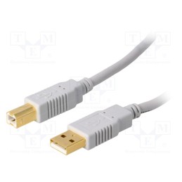 1 pcs x BQ CABLE - CAB-USBAB/5G - Cable, USB 2.0, USB A plug,USB B plug, gold-plated, 5m, grey