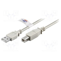 1 pcs x Goobay - 50832 - Cable, USB 2.0, USB A plug,USB B plug, 3m, grey, Core: Cu, 480Mbps