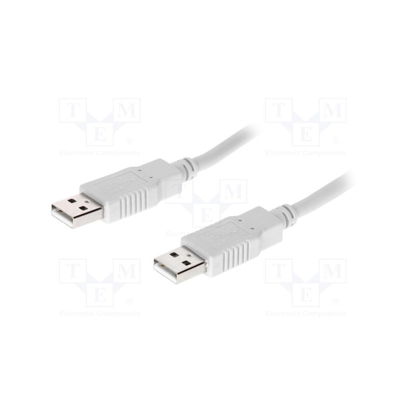 1 pcs x BQ CABLE - CAB-USB2AA/3.0-GY - Cable, USB 2.0, USB A plug,both sides, 3m, grey, Core: CCA