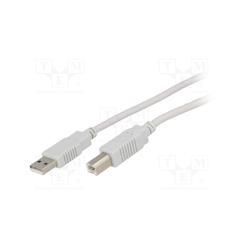 1 pcs x BQ CABLE - BQC-USB2AB/3 - Cable, USB 2.0, USB A plug,USB B plug, 3m, light grey
