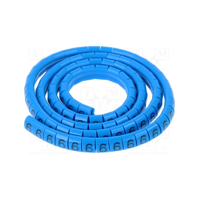 1 pcg x KURANT - MZ-MKK-0/6 - Markers, Marking: 6, 1.1÷2.5mm, H: 3mm, A: 6mm, -30÷100°C, leaded