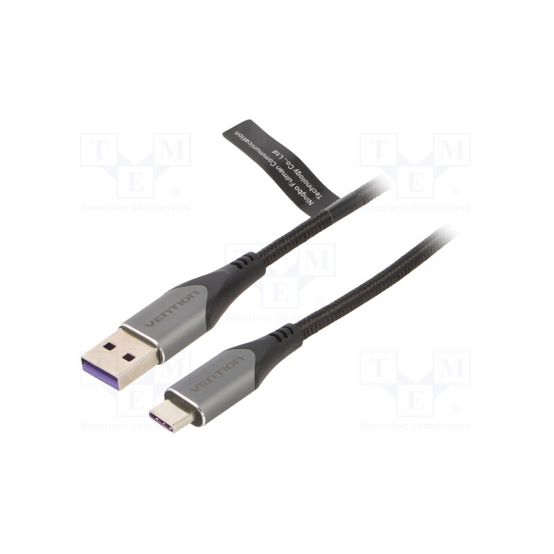 1 pcs x VENTION - COFHF - Cable, USB 2.0, USB A plug,USB C plug, nickel plated, 1m, black