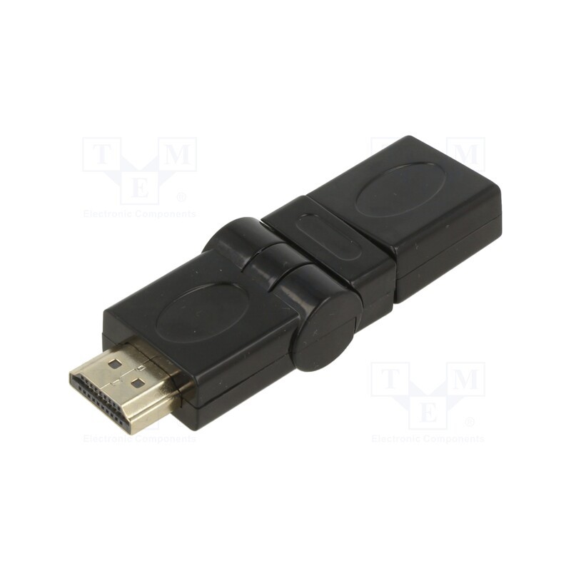 1 pcs x ART - KABADA HDMI/HDMI AL-OEM-55 - Adapter, HDMI socket,HDMI plug movable ±90°, black