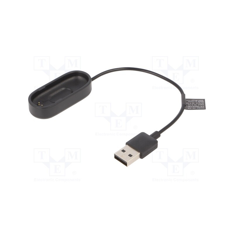1 pcs x AKYGA - AK-SW-13 - Cable: for smartwatch charging, 0.2m, Xiaomi Mi Band 4, black, 1A