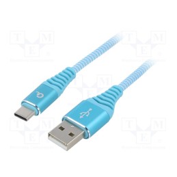 1 pcs x GEMBIRD - CC-USB2B-AMCM-2M-VW - Cable, USB 2.0, USB A plug,USB C plug, gold-plated, 2m, turquoise