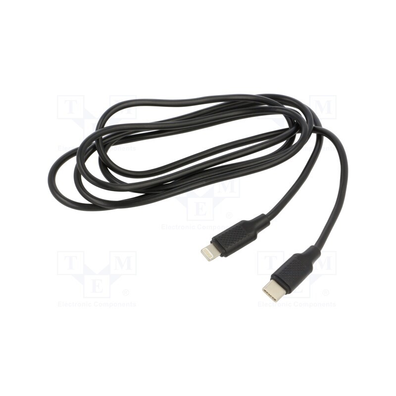 1 pcs x GEMBIRD - CC-USB2-CM8PM-1.5M - Cable, USB 2.0, Apple Lightning plug,USB C plug, 1m, black, 36W