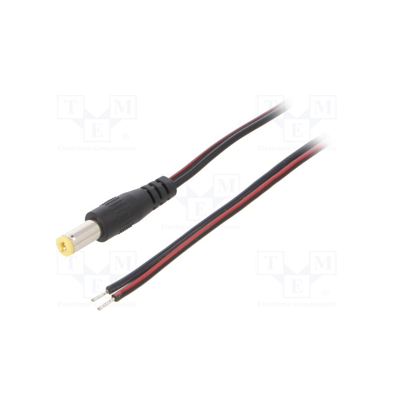 1 pcs x SUNNY - ECP08F2155STST - Cable, 2x0.5mm2, wires,DC 5,5/2,1 plug, straight, black, 0.8m