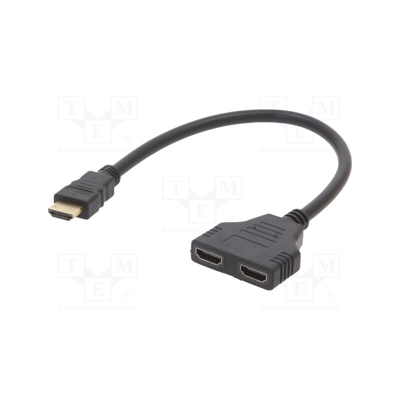 1 pcs x GEMBIRD - DSP-2PH4-04 - Splitter, passive, black, Input: HDMI plug, Out: HDMI socket x2