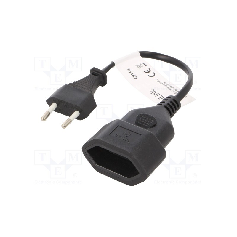 1 pcs x LOGILINK - CP154 - Cable, CEE 7/16 (C) socket,CEE 7/16 (C) plug, 0.2m, Sockets: 1