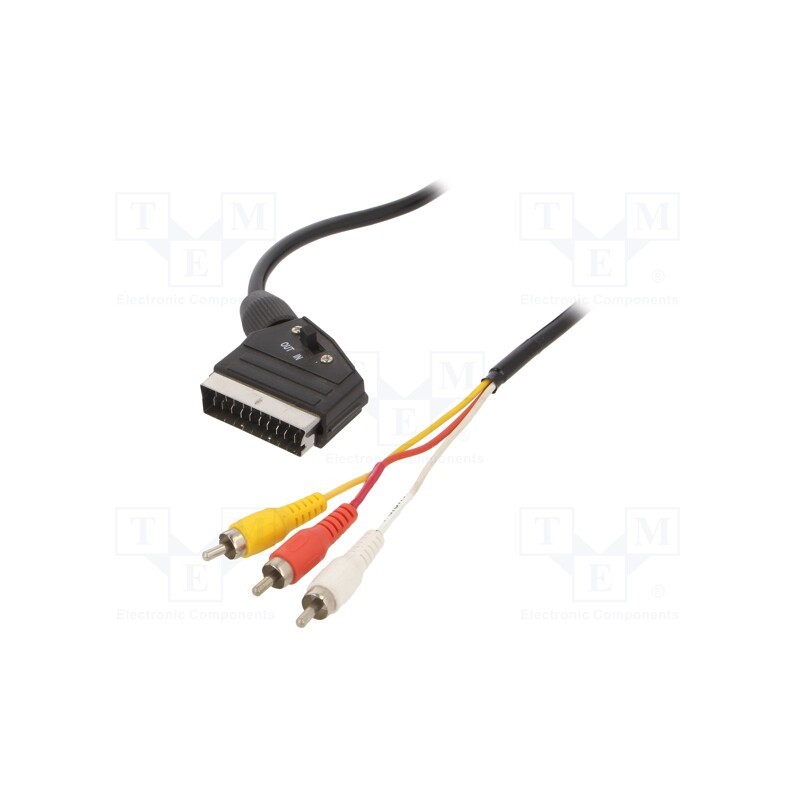 1 pcs x GEMBIRD - CCV-519-001 - Cable, RCA plug x3,SCART plug, 1.8m, black