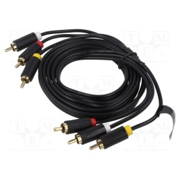 1 pcs x VENTION - BCABG - Cable, RCA plug x3,both sides, 1.5m, Plating: gold-plated, black