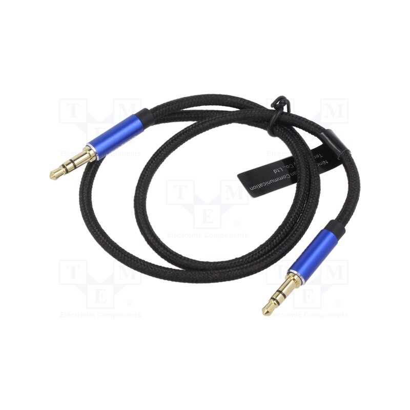 1 pcs x VENTION - BAWLD - Cable, Jack 3.5mm 3pin plug,both sides, 0.5m, black, textile