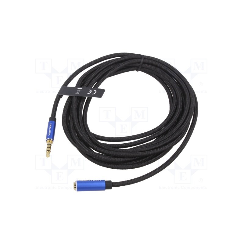 1 pcs x VENTION - BHCLI - Cable, Jack 3.5mm 4pin socket,Jack 3,5mm 4pin plug, 3m, black