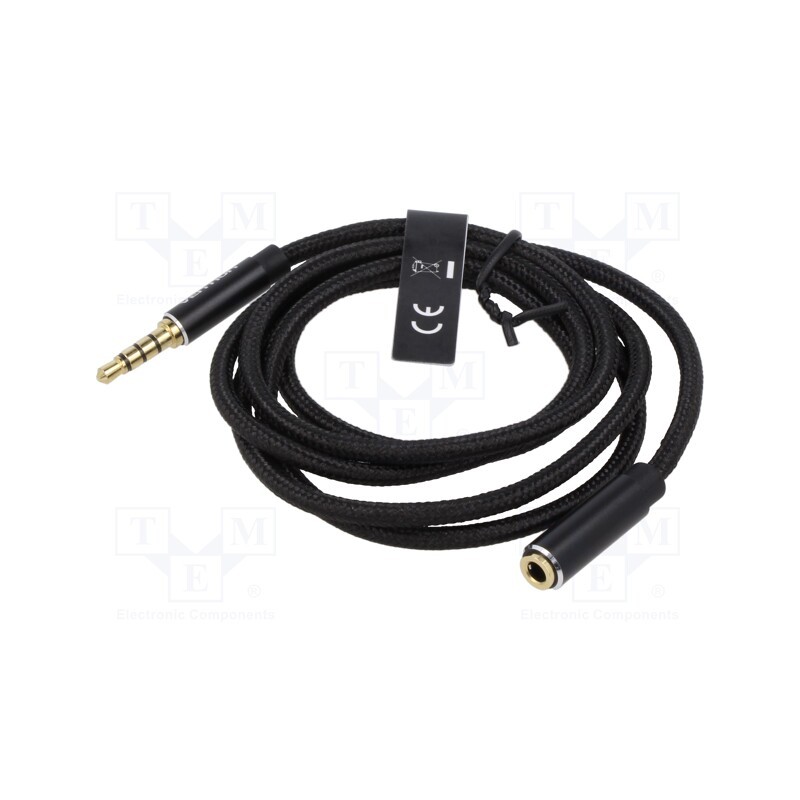 1 pcs x VENTION - BHCBF - Cable, Jack 3.5mm 4pin socket,Jack 3,5mm 4pin plug, 1m, black